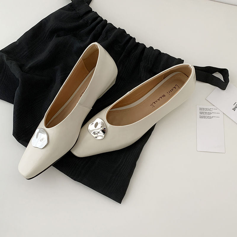 Karin Luna In Stock Spot Goods  Small Metal Decoration Thick Heel Single Shoes