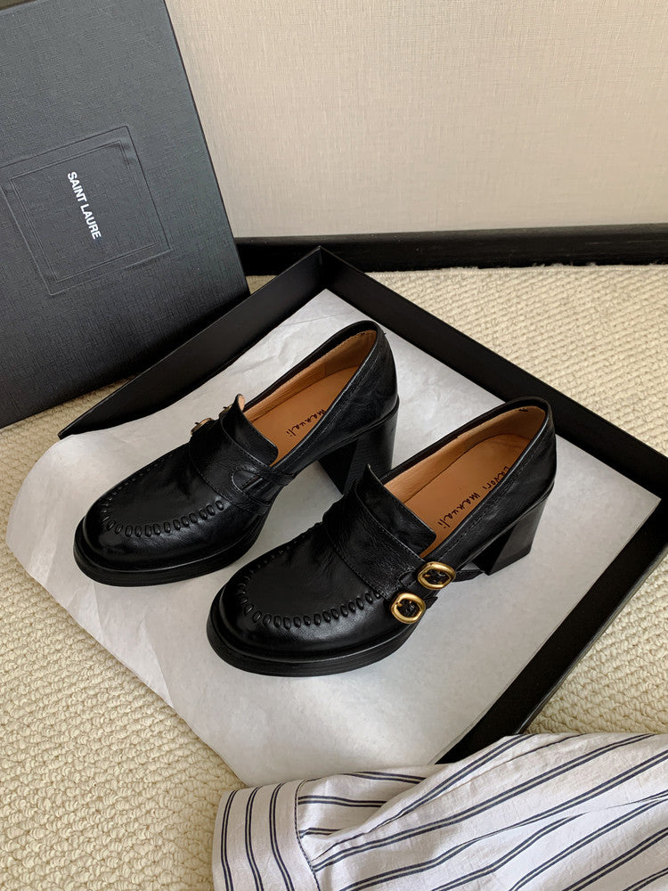 Karin Luna Bestseller Hot-Selling Derivative Edition Self-contained Strap Buckle Casual Loafers