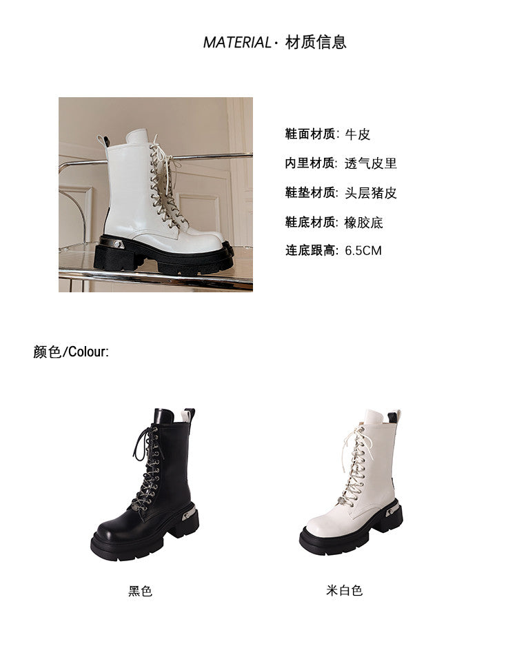 Karin Luna In Stock Spot Goods Lace-up casual metal decorative thick-soled Martin boots