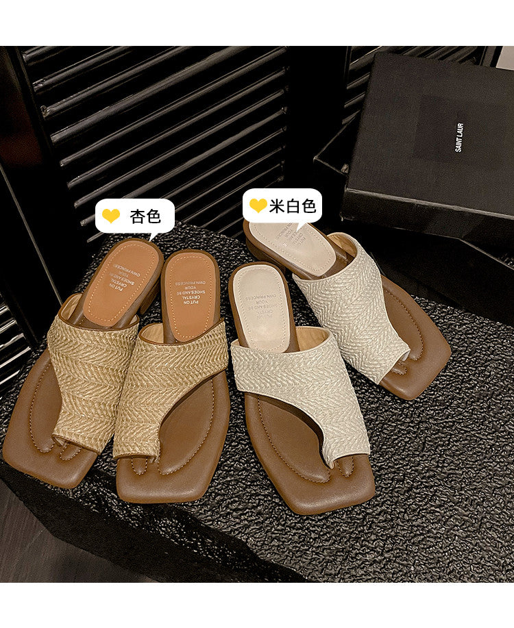 Karin Luna Bestseller  Popular  Data Hot-Selling Toe-Clip Straw Vacation Style Slippers
