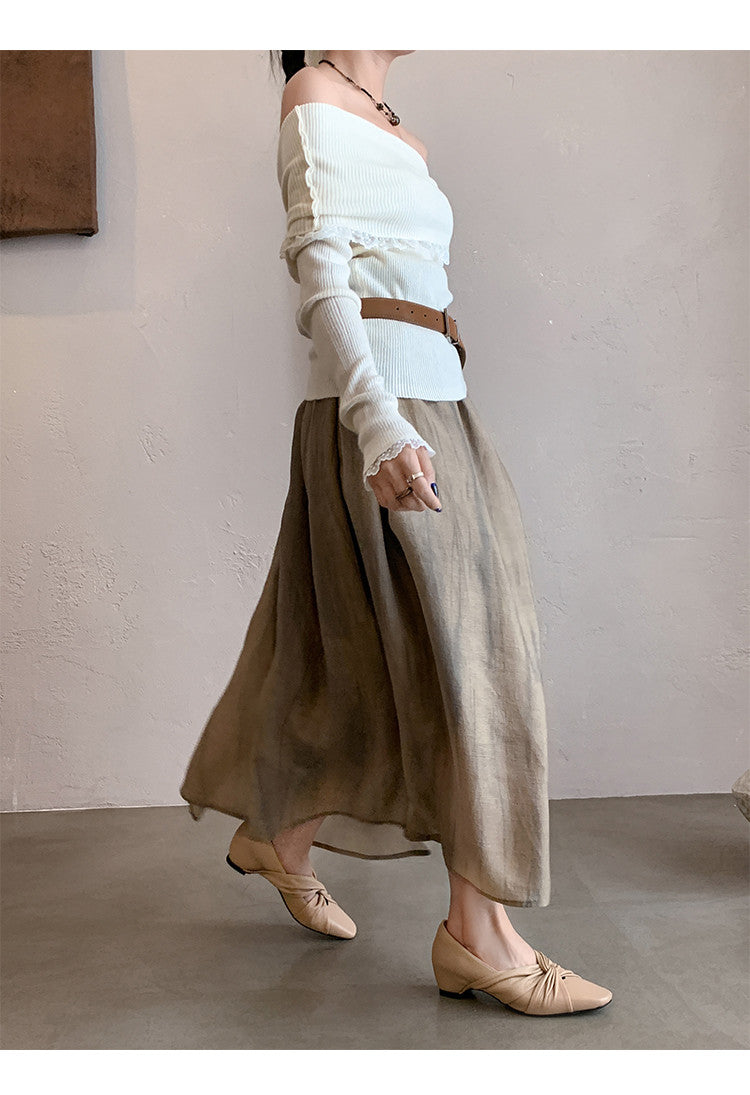 Karin Luna Cross Design Square Toe Hidden Wedge Shoes