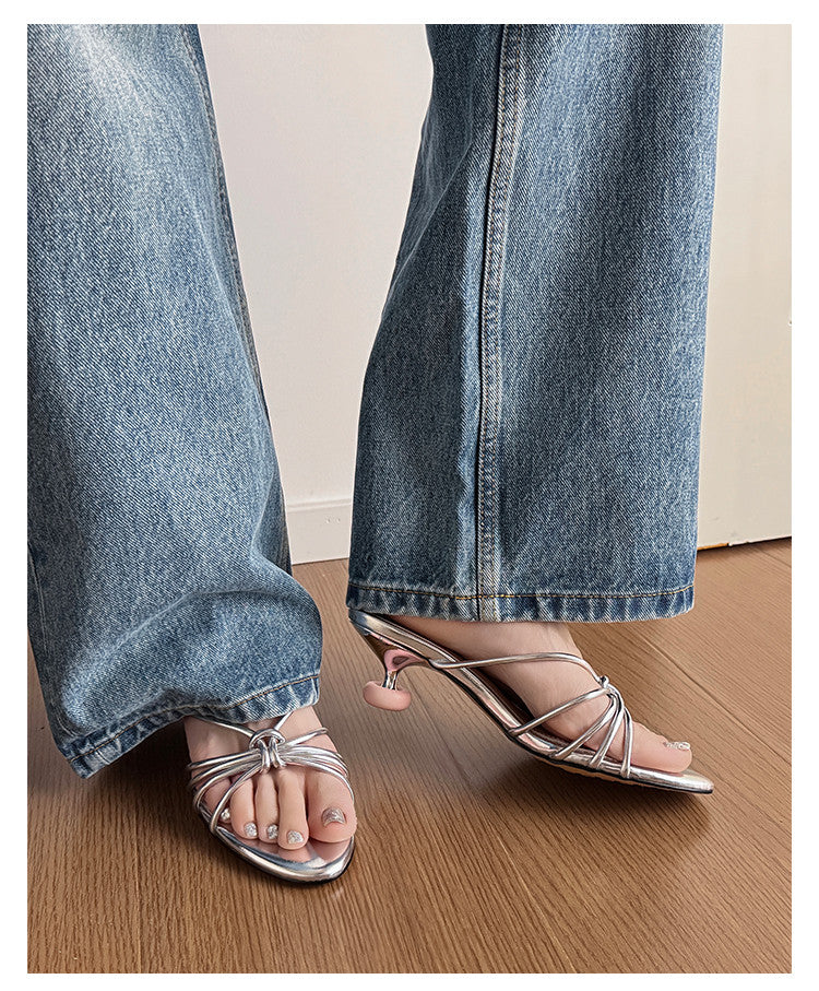 Karin Luna In Stock In Stock  In Stock Round Toe Cross Hollow Round Toe Stiletto Slippers