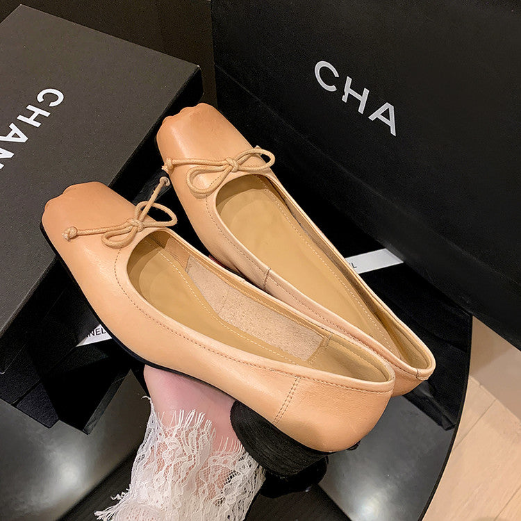 Karin Luna In Stock In Stock ~Full leather inside and out Pig Nose Bow Retro Thick Heel Mary Jane Shoes