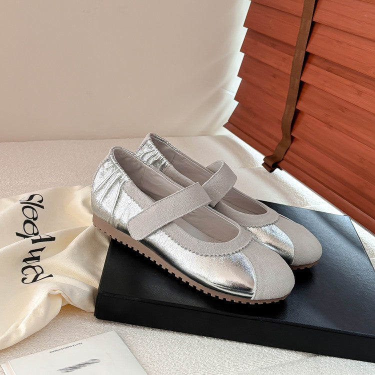 Karin Luna Casual Shoes Series~  In Stock In Stock Magic Tape Round Toe Internal Height Increase Single Strap Flats