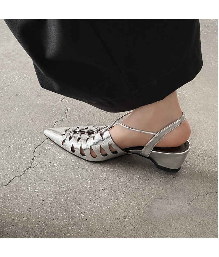 Karin Luna Braided Style ~Cross-woven Pointed Toe Closed-toe Sandals