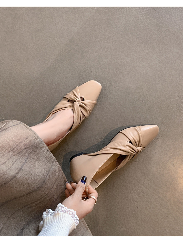 Karin Luna Cross Design Square Toe Hidden Wedge Shoes