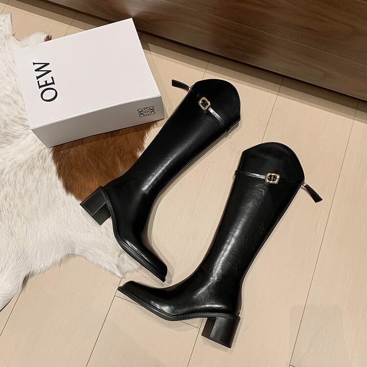 Karin Luna Bestseller  Popular Understood everything  Basic Elegant Outfit Pointed Toe Chunky Heel Full Cowhide I Am A Knight Boots