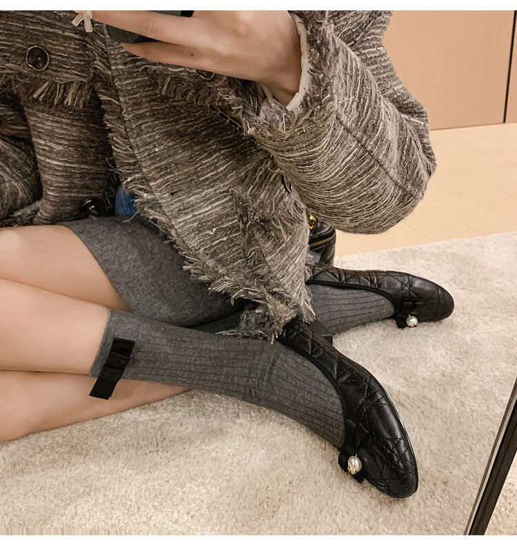 Karin Luna In Stock Spot Goods  Dior's popular retro flat rhombus-pattern granny shoes First Layer Sheepskin Full leather inside and out
