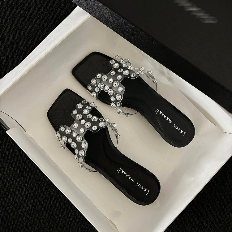 Karin Luna In Stock Spot Goods Classic versatile transparent sequin slippers