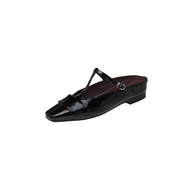 Karin Luna In Stock Spot Goods  t Square-Toed Full Leather Basic Slippers