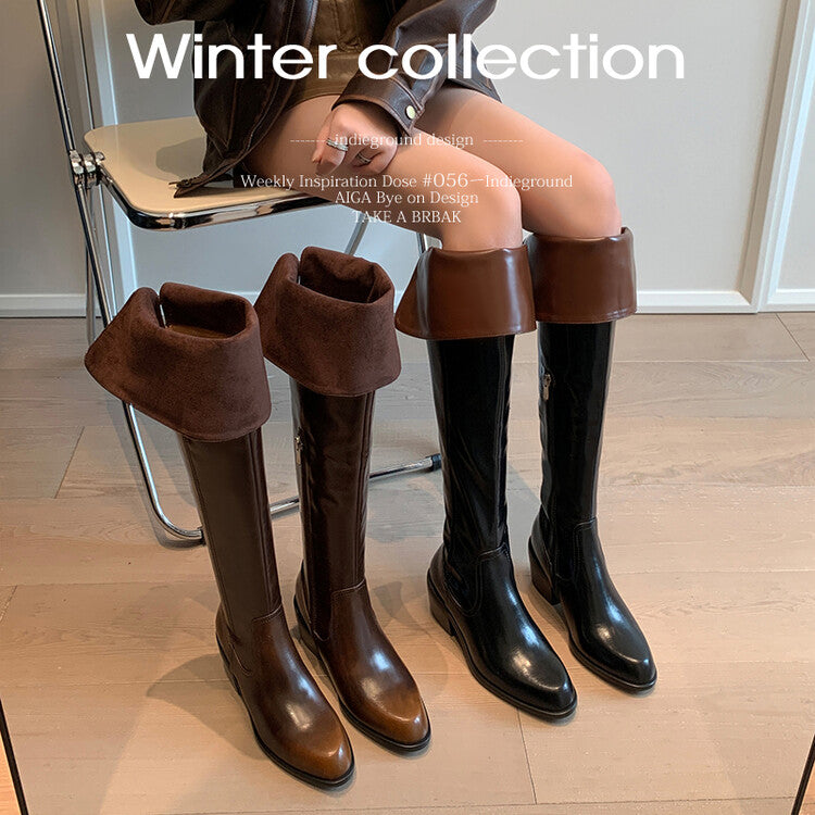 Karin Luna exploded  Three versions exploded Single Fleece Lining Fur Collar Version  Thick Fur Collar Foldable Hot-Selling Full Cowhide Pointed Toe Chunky Heel Classic Style