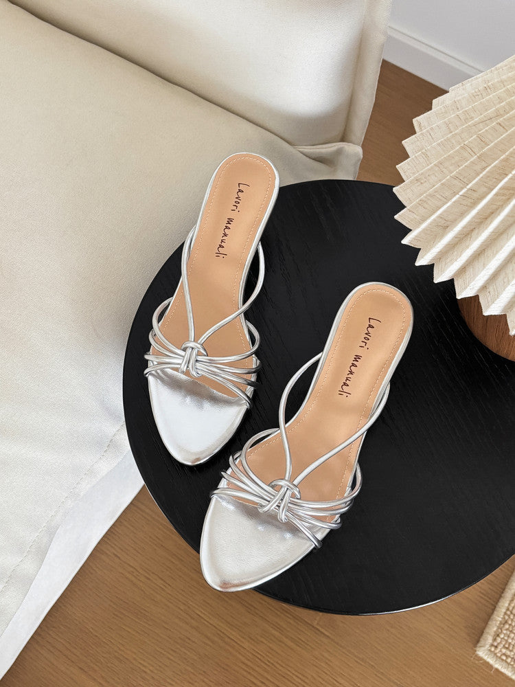 Karin Luna In Stock In Stock  In Stock Round Toe Cross Hollow Round Toe Stiletto Slippers