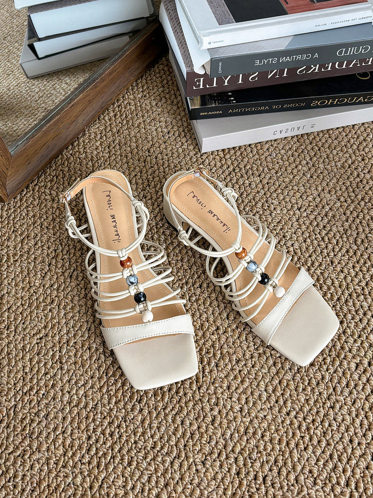 Karin Luna Bohemian Vacation Style~Square Toe Open Toe Sandals