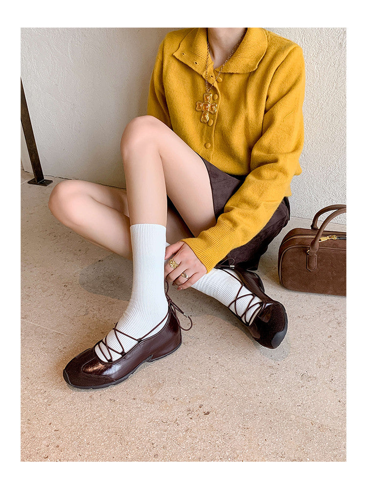 Karin Luna Basic Versatile British Style Casual Lace-up Flats