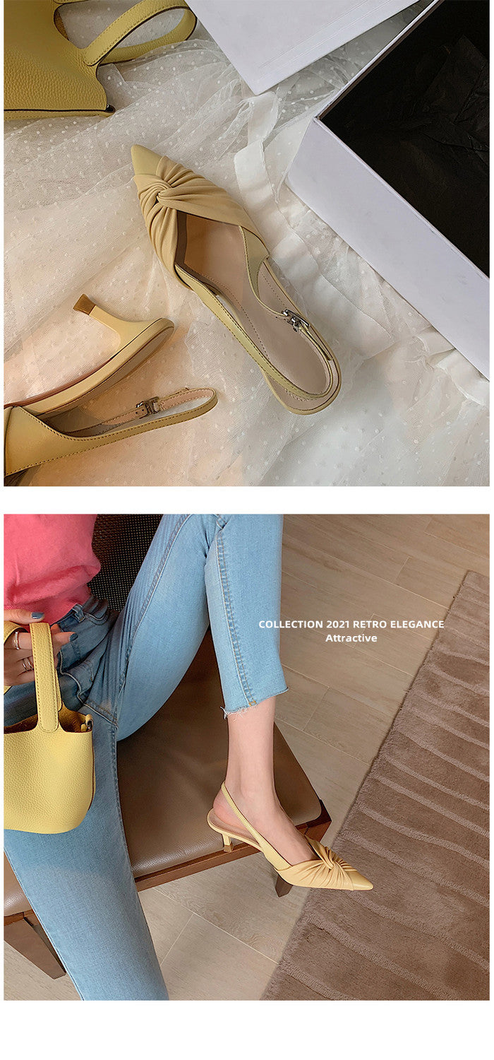 Karin Luna In Stock In Stock  Exquisite Pointed Toe Backless Closed-Toe Stiletto Sandals