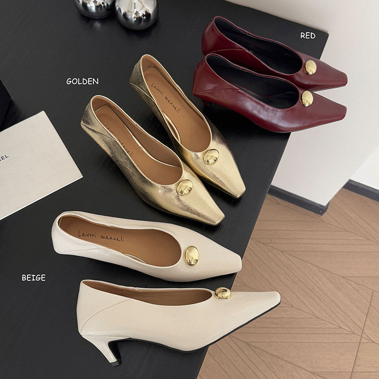 Karin Luna In Stock In Stock ~Basic Versatile French Style Small Square Toe Shallow Mouth Single Shoes