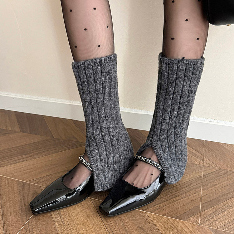 Karin Luna In Stock In Stock ~Metal One-Strap Pearl Small Square Toe Height-Increasing Flats