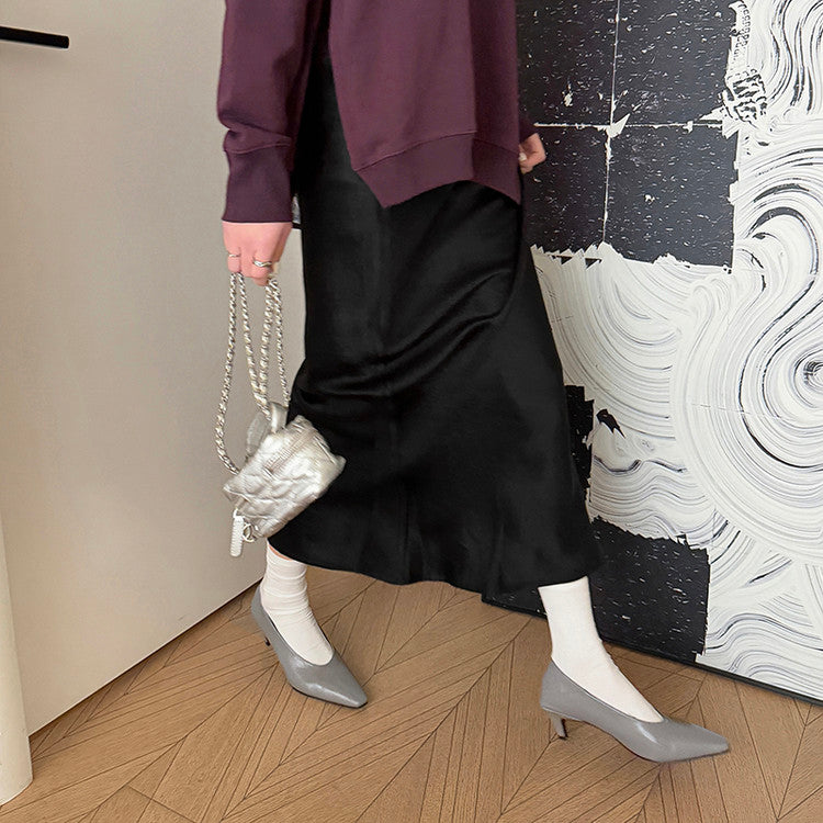 Karin Luna In Stock In Stock ~Basic Versatile French Style Small Square Toe Shallow Mouth Single Shoes