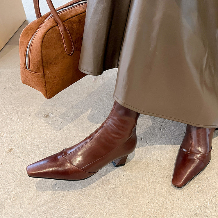 Karin Luna In Stock In Stock Slim Boots Series！Chunky Heel Ankle Boots