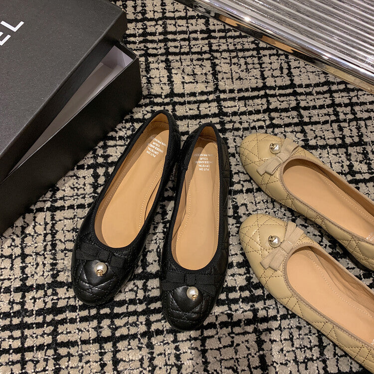 Karin Luna In Stock Spot Goods  Dior's popular retro flat rhombus-pattern granny shoes First Layer Sheepskin Full leather inside and out