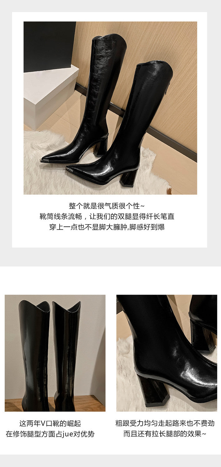 Karin Luna In Stock In-stock Pointed Toe Elegant High Heels v Slimming Effect Long Boots