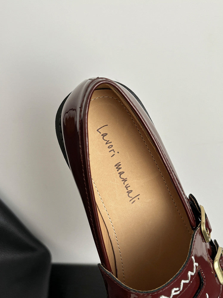 Karin Luna In Stock Spot Goods  Retro Style Slip-On Metal Buckle Loafers