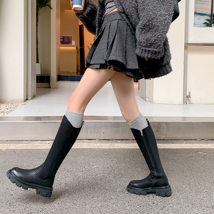 Karin Luna In Stock Versatile Irregular Stretch Fabric Long Boots