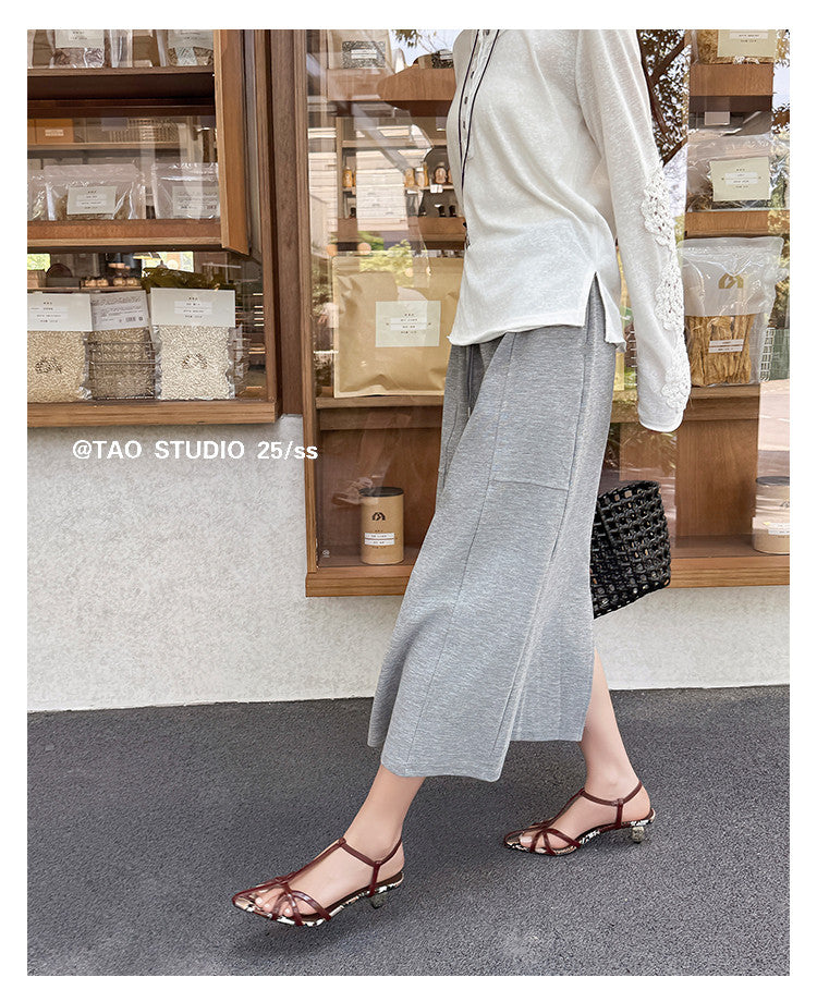 Karin Luna In Stock Spot Goods  French-style Hollow-out Thin Strap Sandals