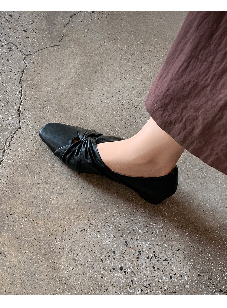 Karin Luna Cross Design Square Toe Hidden Wedge Shoes