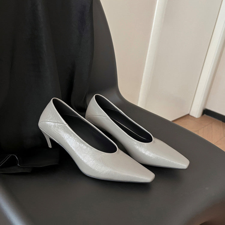 Karin Luna In Stock In Stock ~Basic Versatile French Style Small Square Toe Shallow Mouth Single Shoes