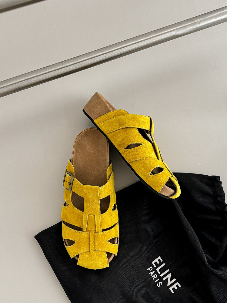 Karin Luna Full Layer Inside and Out~Basic Versatile Perforated Round Toe Birkenstock Slippers