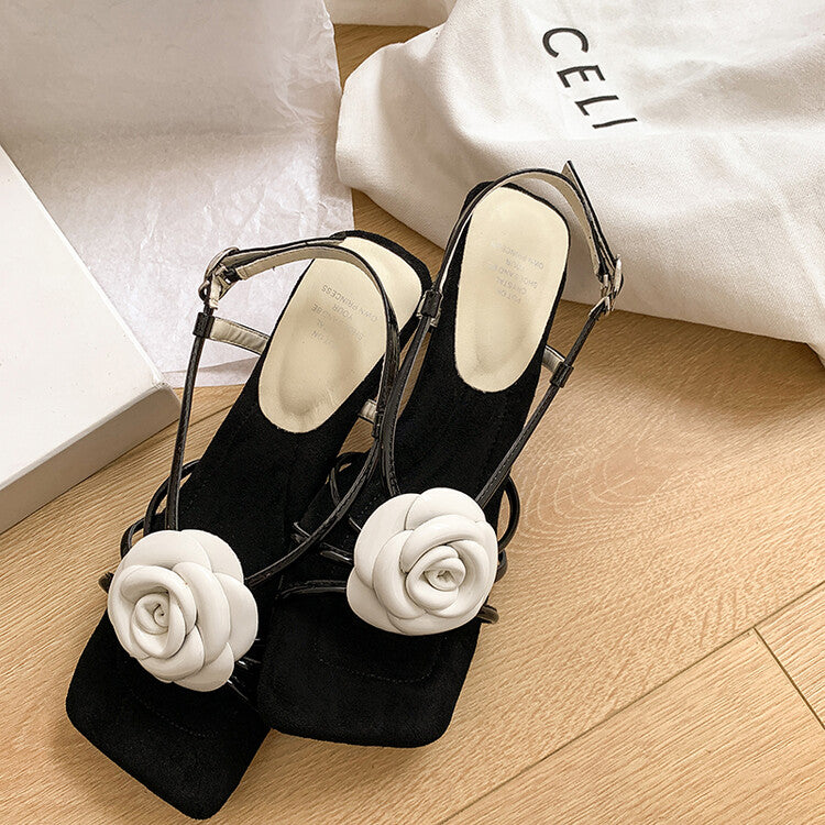 Karin Luna Exquisite Camellia ~French Retro Open-Toe Sandals