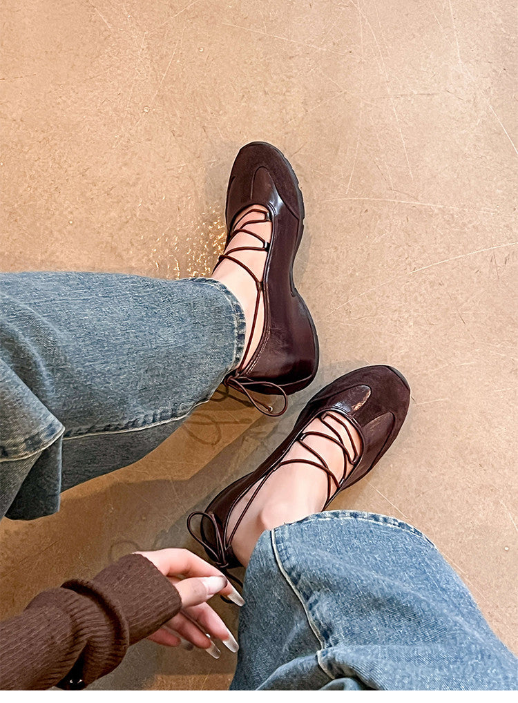 Karin Luna Basic Versatile British Style Casual Lace-up Flats