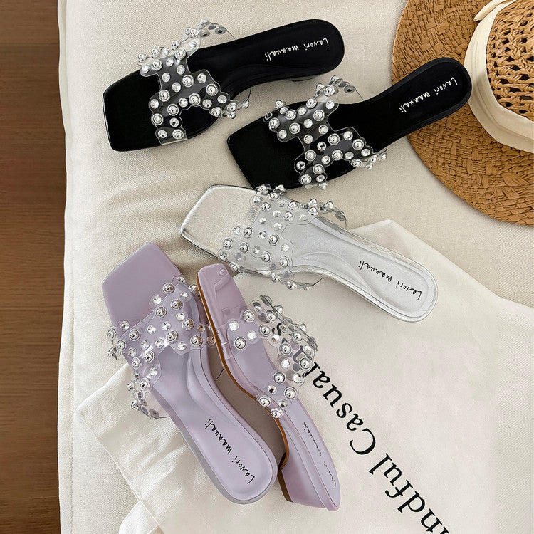 Karin Luna In Stock Spot Goods Classic versatile transparent sequin slippers