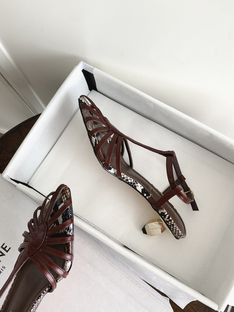 Karin Luna In Stock Spot Goods Open-toe French Style Metal Heel Sandals