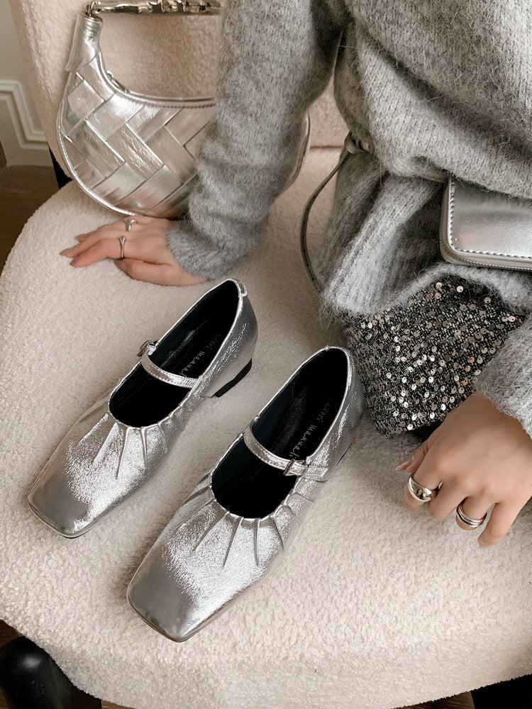 Karin Luna In Stock Spot Goods  Vintage Wrinkled One-Strap Granny Flats
