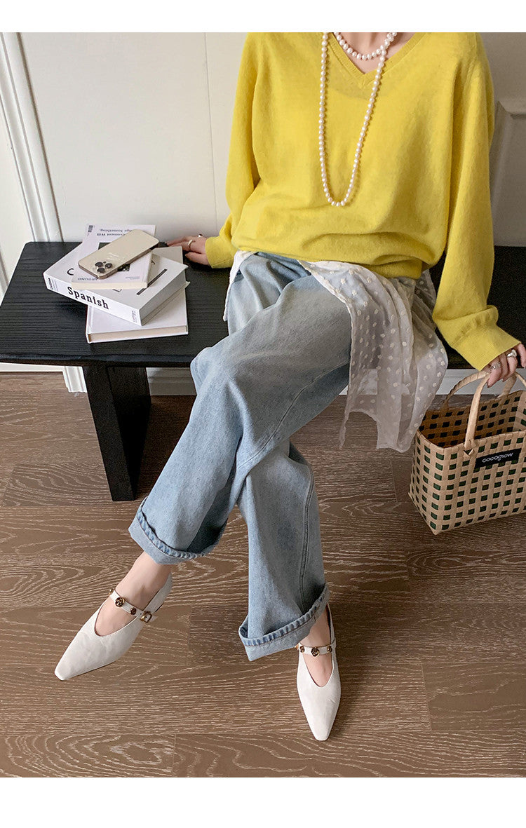 Karin Luna In Stock Spot Goods    Retro Classic Metal Camellia Irregular Heel Single Shoes