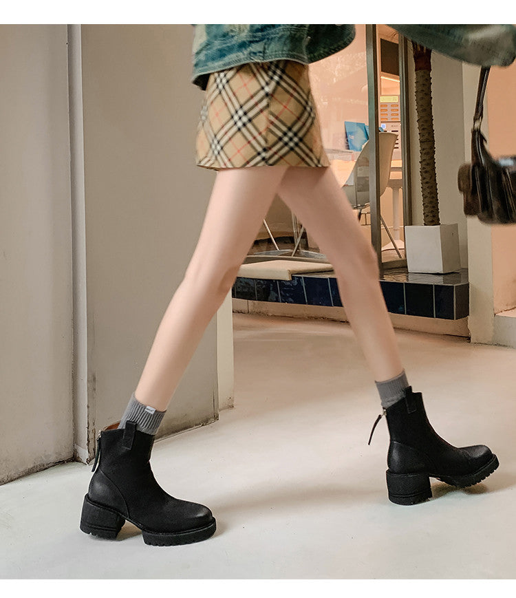 Karin Luna In Stock Versatile Round Toe Chunky Heel Ankle Boots