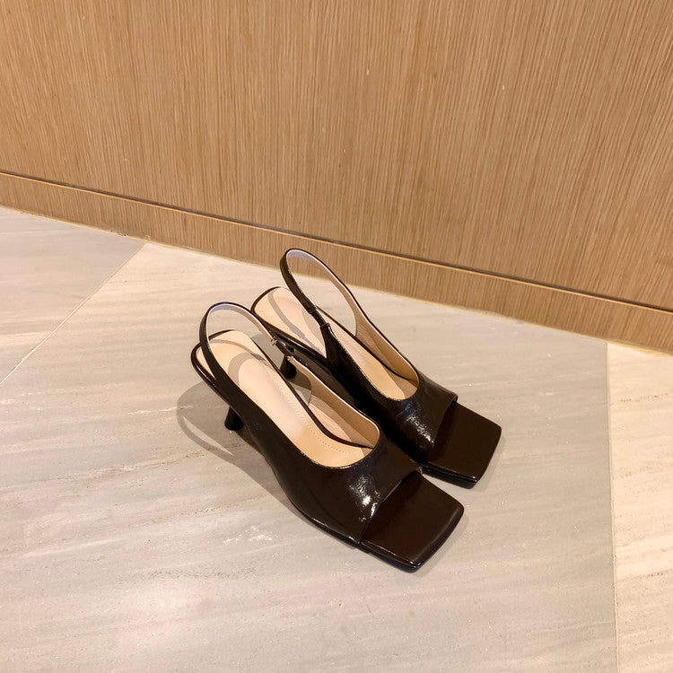 Karin Luna Classic Style Square Toe Open Toe French Retro Sandals