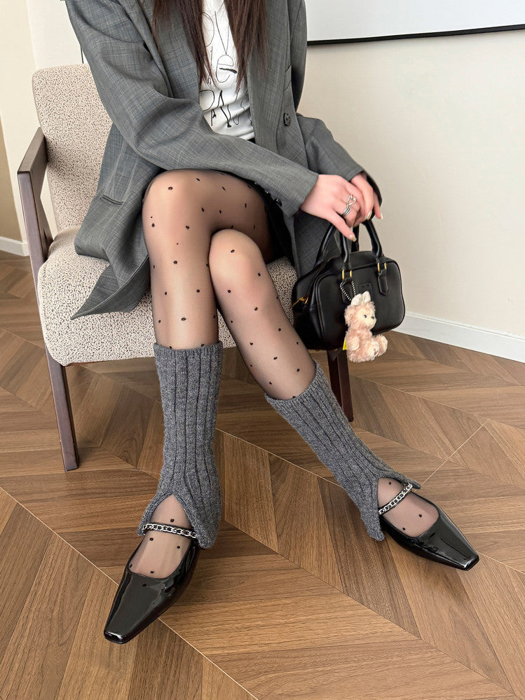 Karin Luna In Stock In Stock ~Metal One-Strap Pearl Small Square Toe Height-Increasing Flats