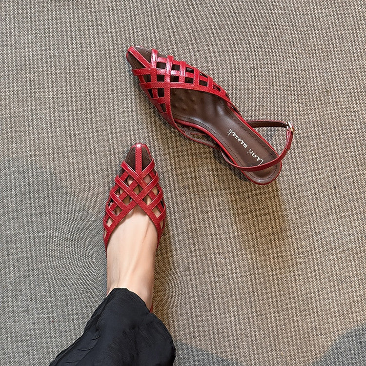 Karin Luna Braided Style ~Cross-woven Pointed Toe Closed-toe Sandals