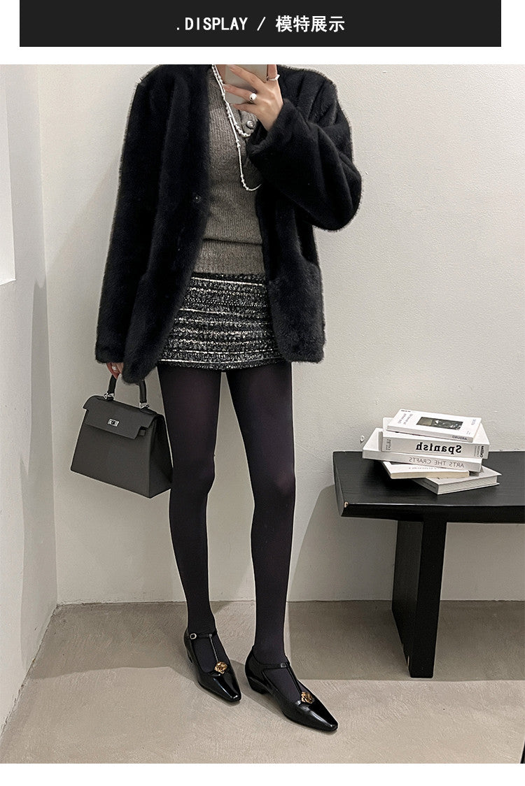 Karin Luna In Stock Spot Goods    Retro Classic Metal Camellia Irregular Heel Single Shoes