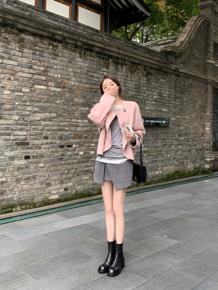 Karin Luna In Stock Spot Goods  Full-grain leather inside and out   Minimalist Texture  Round Toe Flat Bottom Basic Short Boots