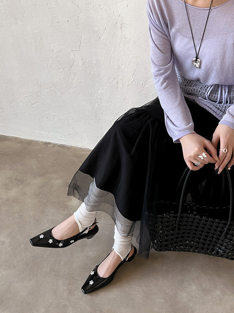 Karin Luna In Stock  Spot Goods  Rhinestone Small Square Toe Closed-Toe Sandals