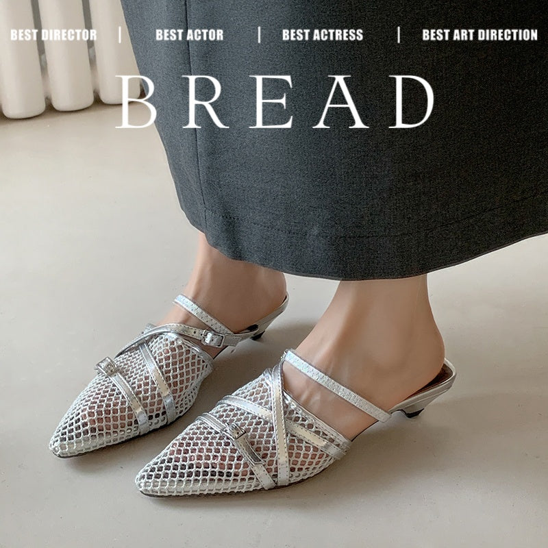 Karin Luna In Stock  Spot Goods  Mesh Series Elegant Closed-Toe Belt Buckle Slippers