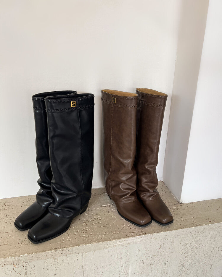 Karin Luna cool girl Stylish and Sweet Square-Toe Booties