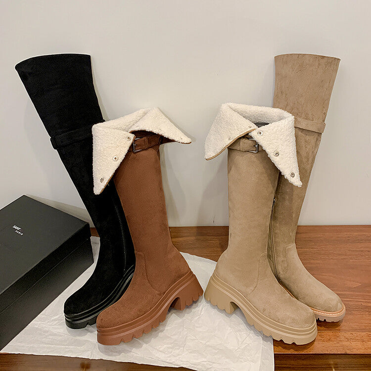 Karin Luna has prepared stock  Main Push Main Push  Hot-selling Large Sole Self-flowing Foldable Round Toe Over-the-Knee Boots