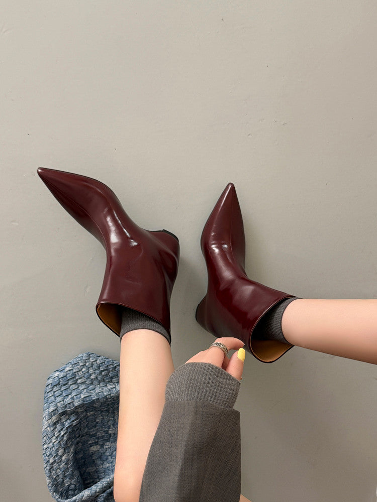 Karin Luna Elegant Pointed Toe Hidden Wedge Short Boots