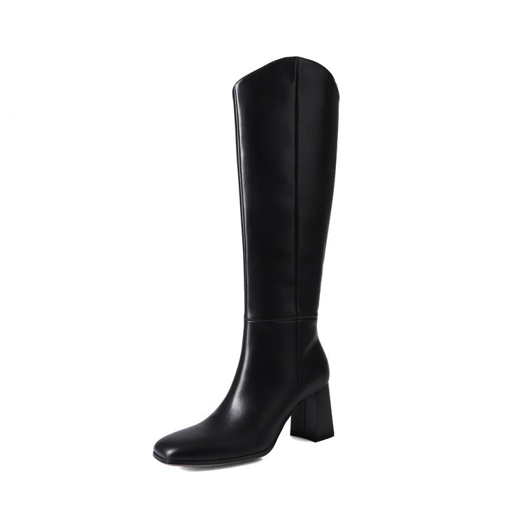 Karin Luna In Stock Spot Goods  Chunky Heel Side Zipper Riding Boots