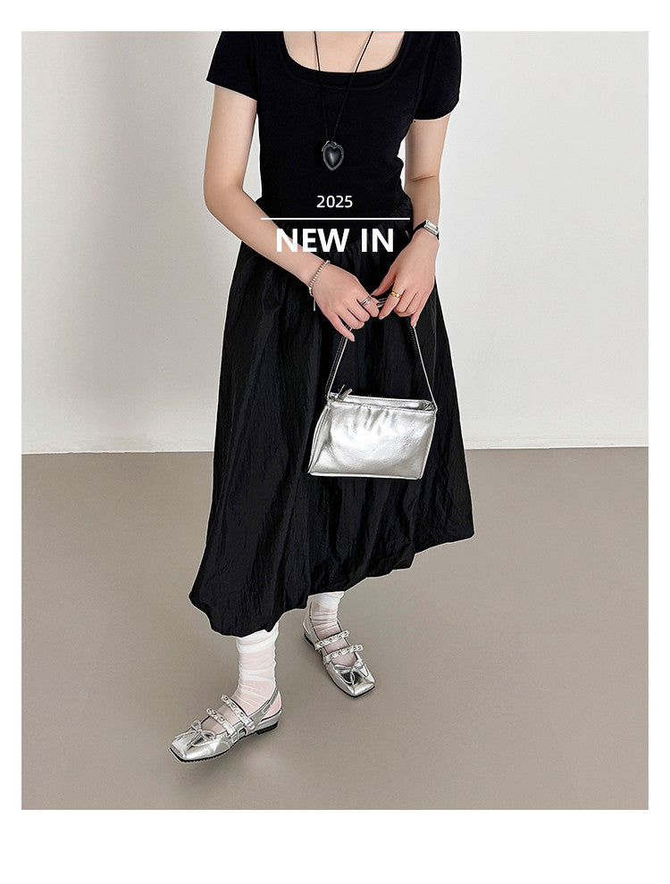 Karin Luna In Stock In Stock  Square Toe Bowknot Pearl Strap Closed-Toe Sandals